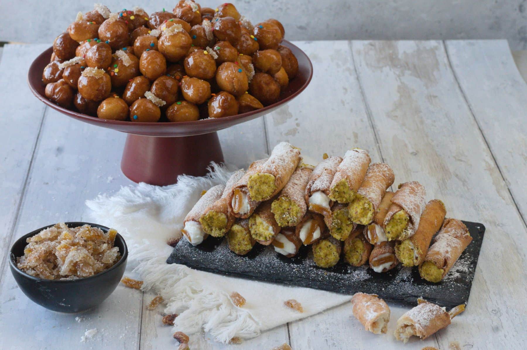 Struffoli and cannoli