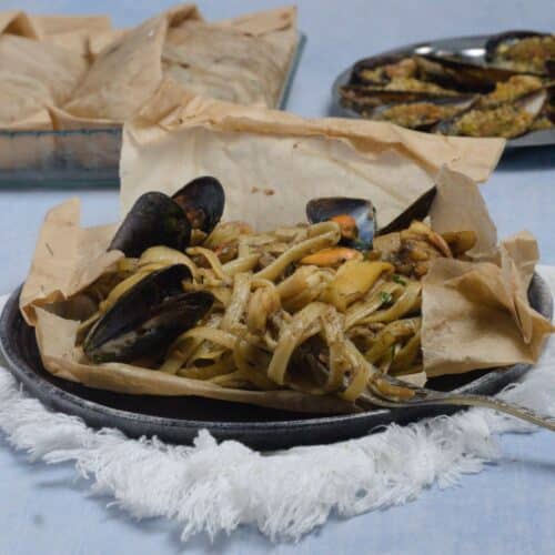 Pasta mari e monti al cartoccio