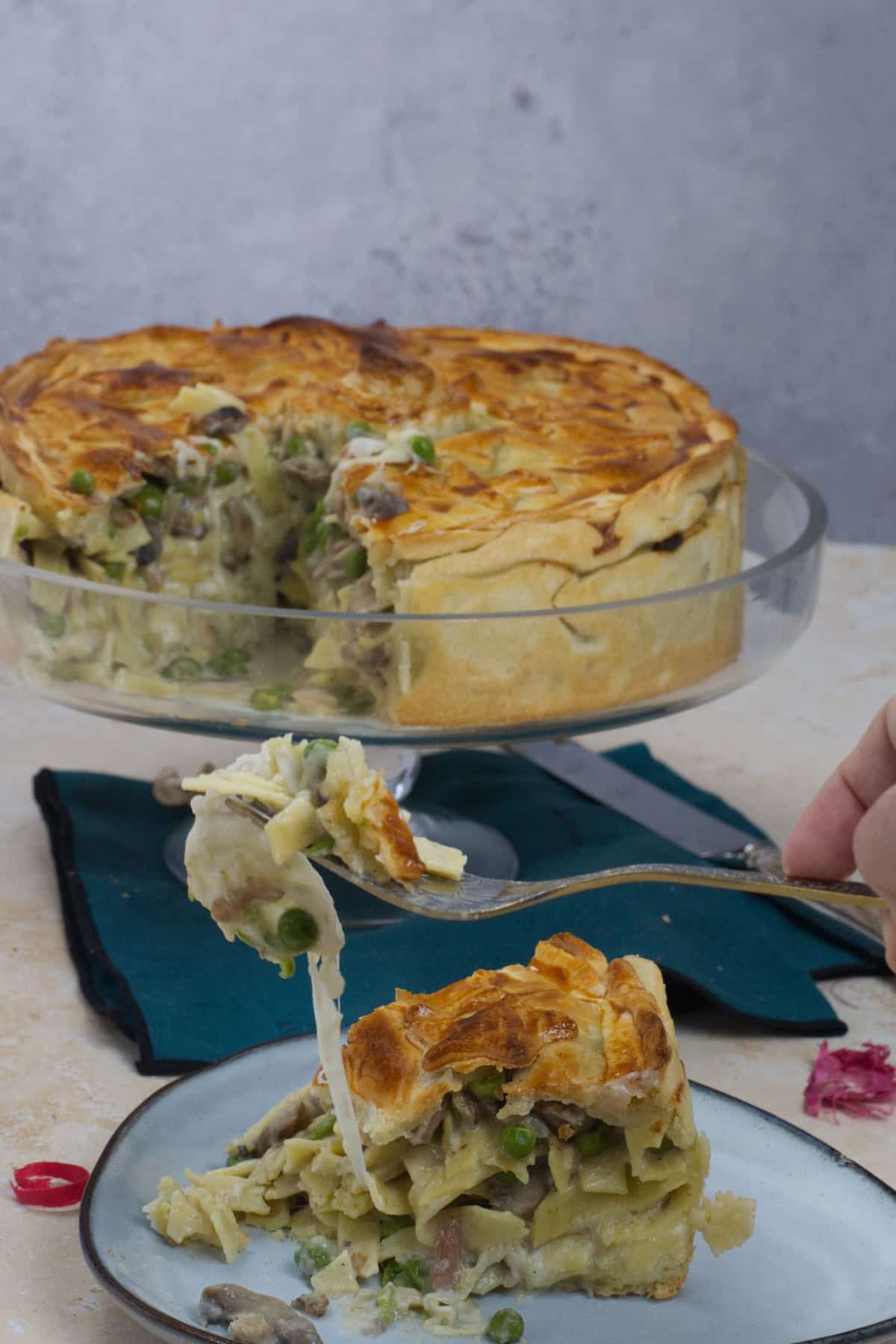 tagliatelle pasta pie