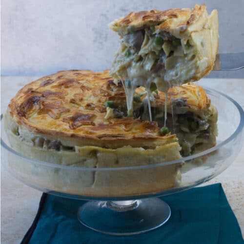 Tagliatelle pasta pie