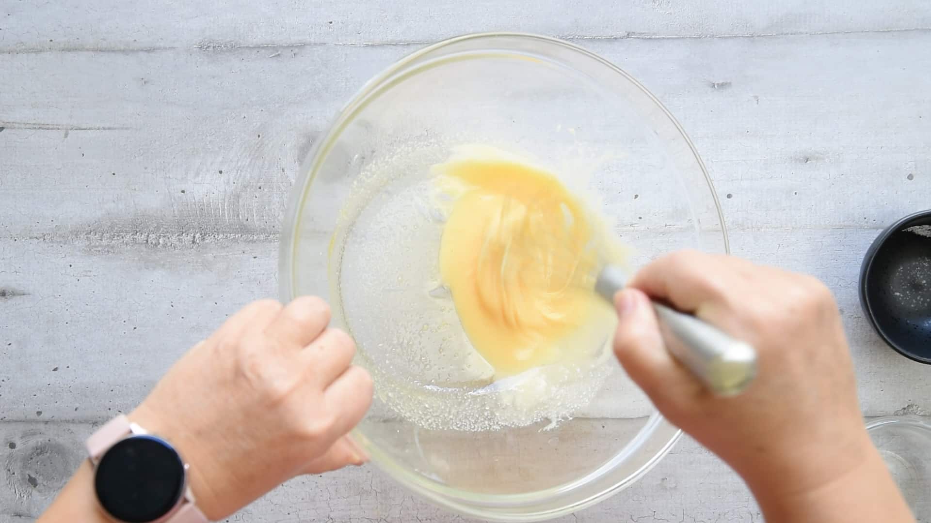 whisk the egg yolks with sugar