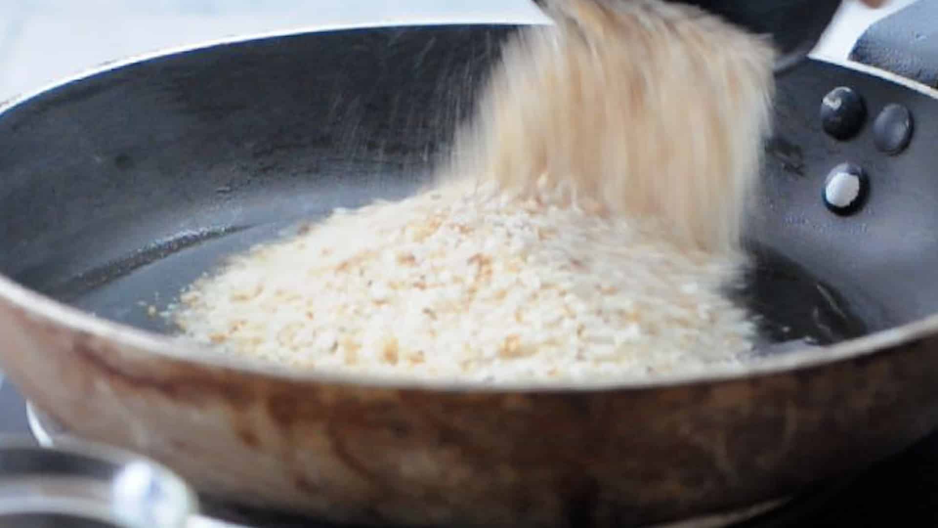 fry breadcrumbs with olive oil