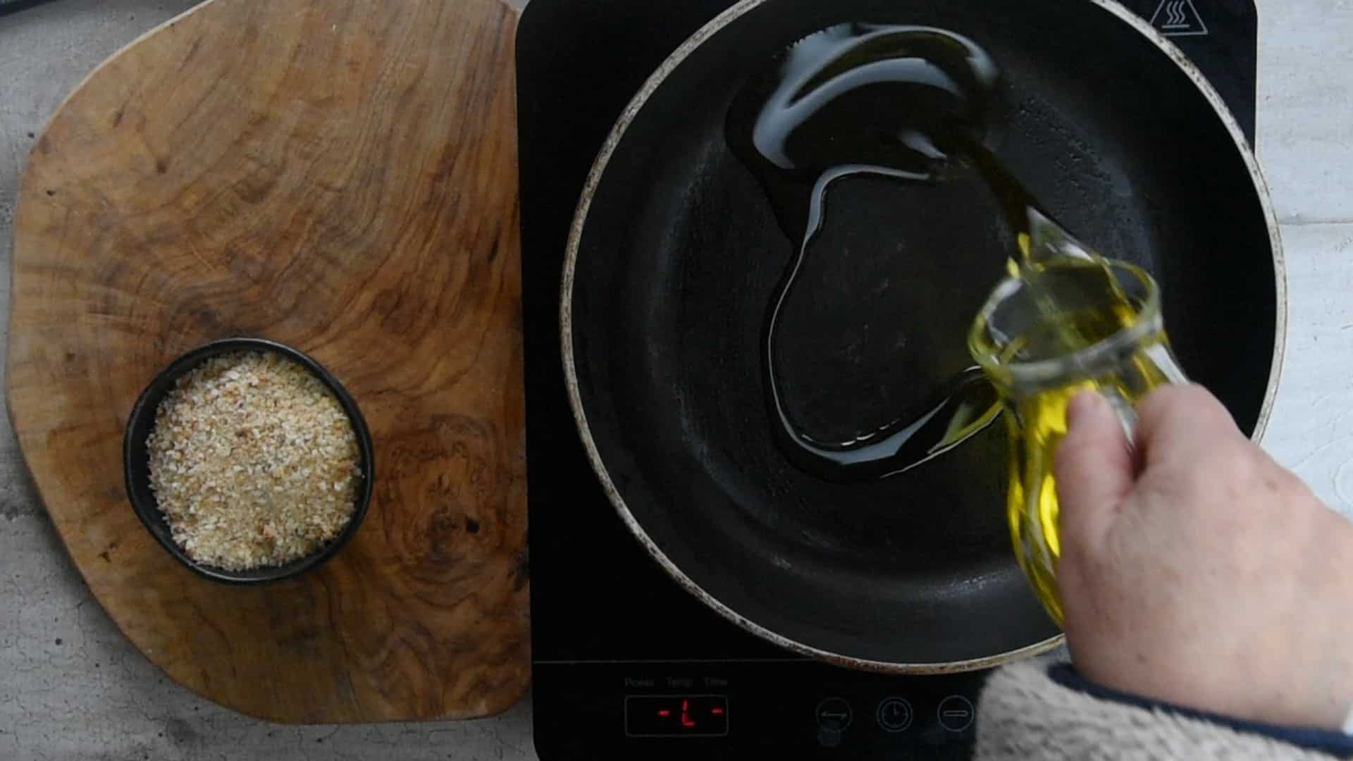 in the same pan add more olive oil