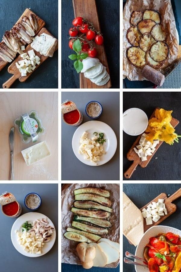 vegetarian ingredients combination for pizza, risotto or pasta