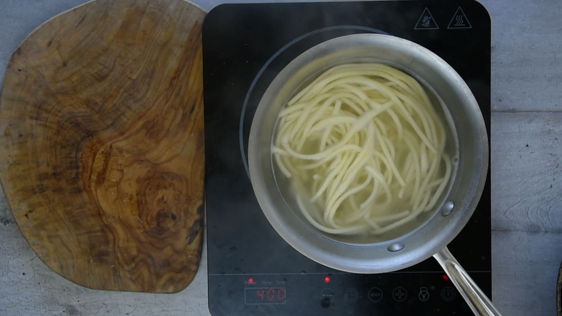 Boil the pasta one minute less than the package