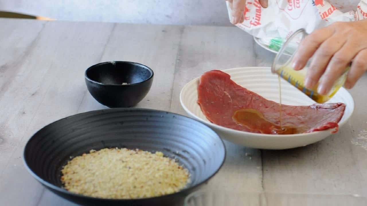 season the cutlet with olive oil