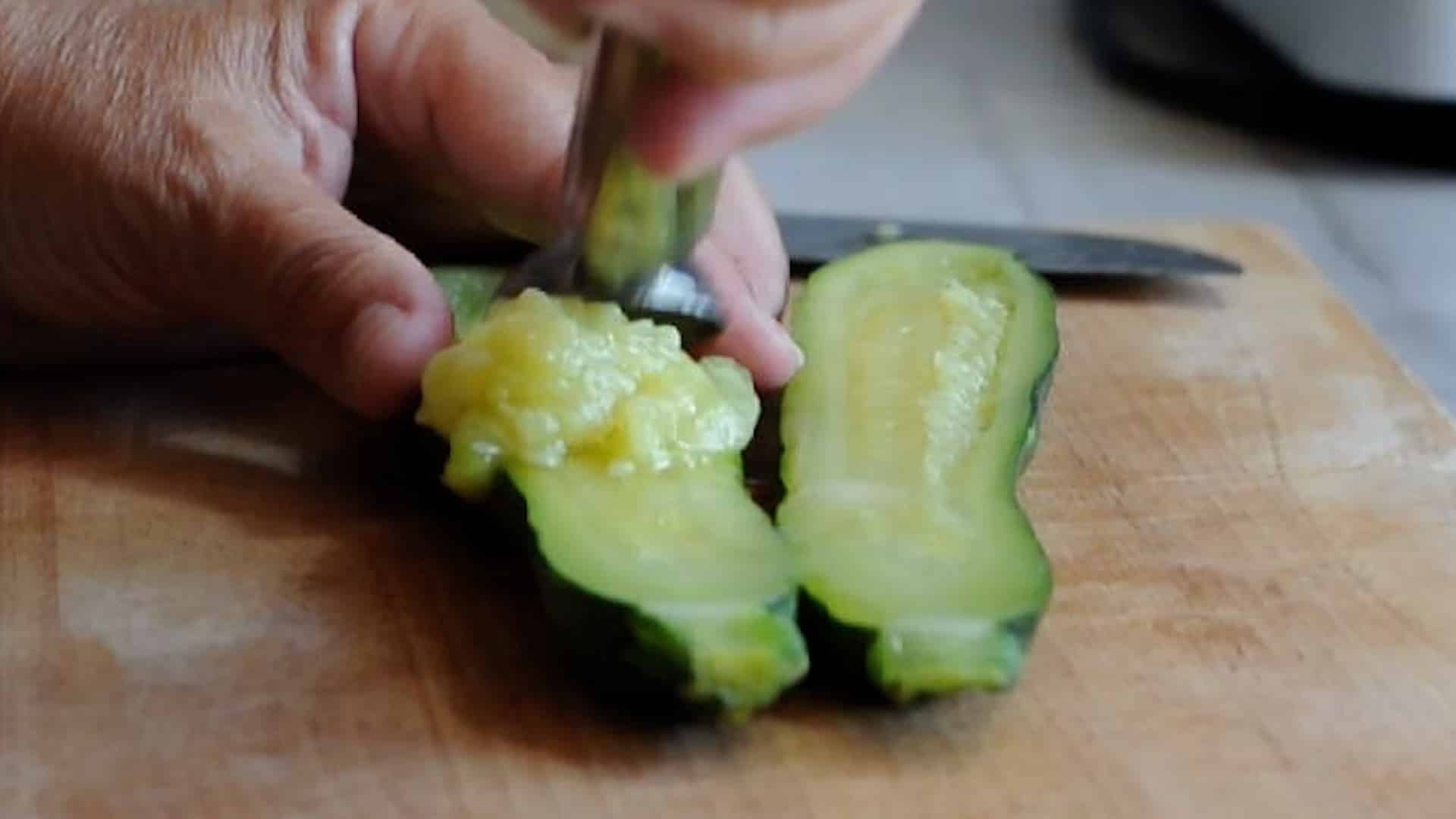 Hollow the zucchini