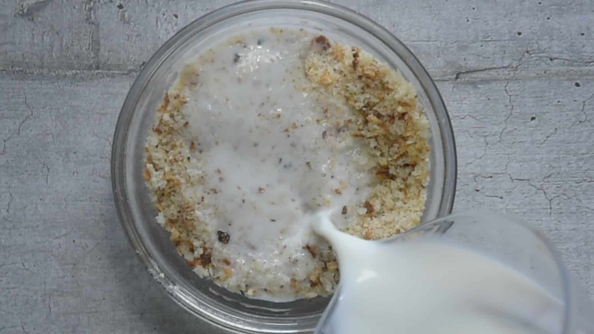 Soak the bread in milk