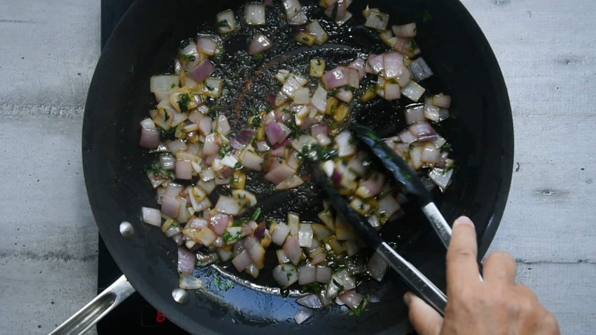 Soften them in butter
