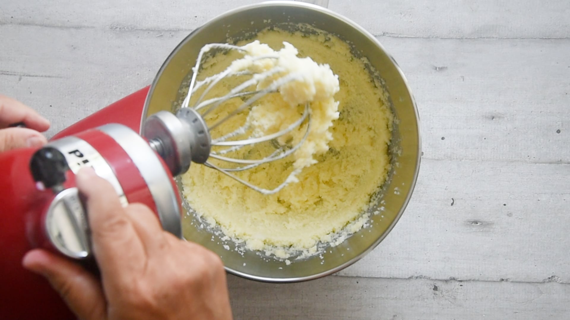 Whip sugar and butter