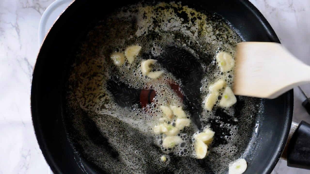 remove the garlic once it flavores the butter