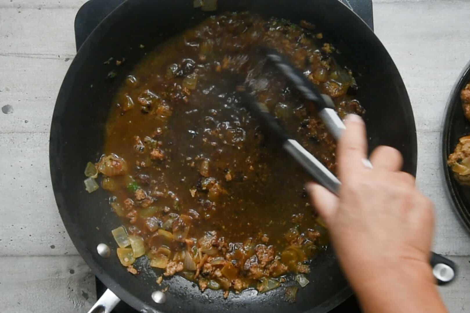 Deglaze the pan with more stock to make a gravy