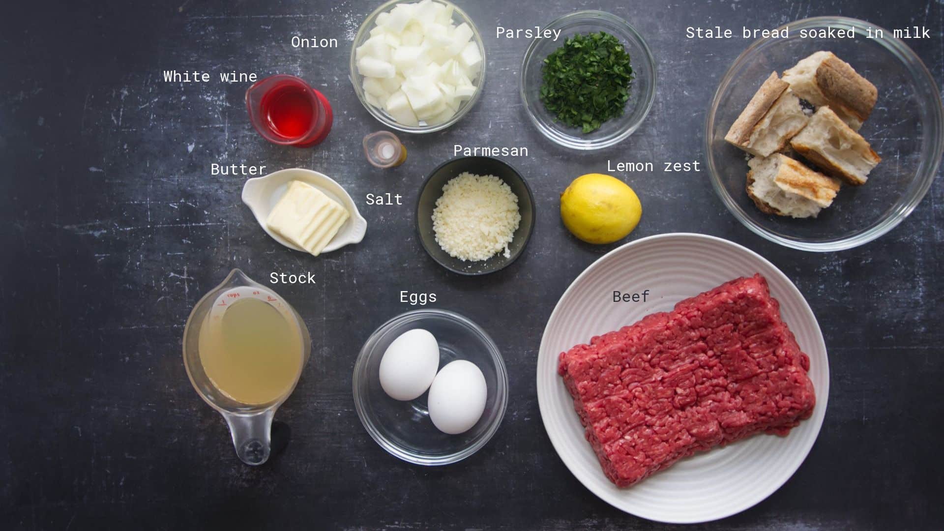 ingredients for Italian Meatballs Without Tomato Sauce