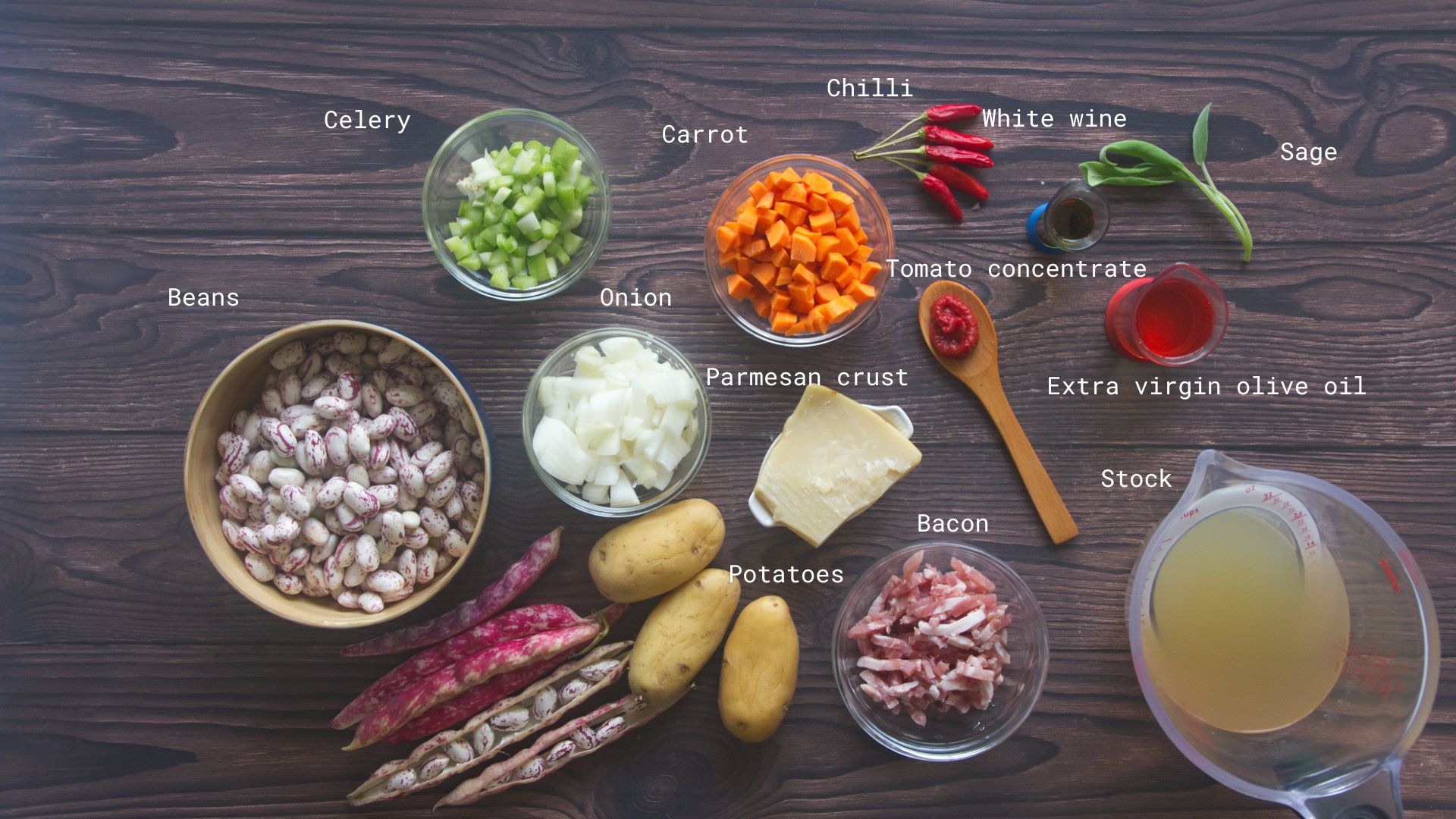 ingredients for the pasta e fagioli