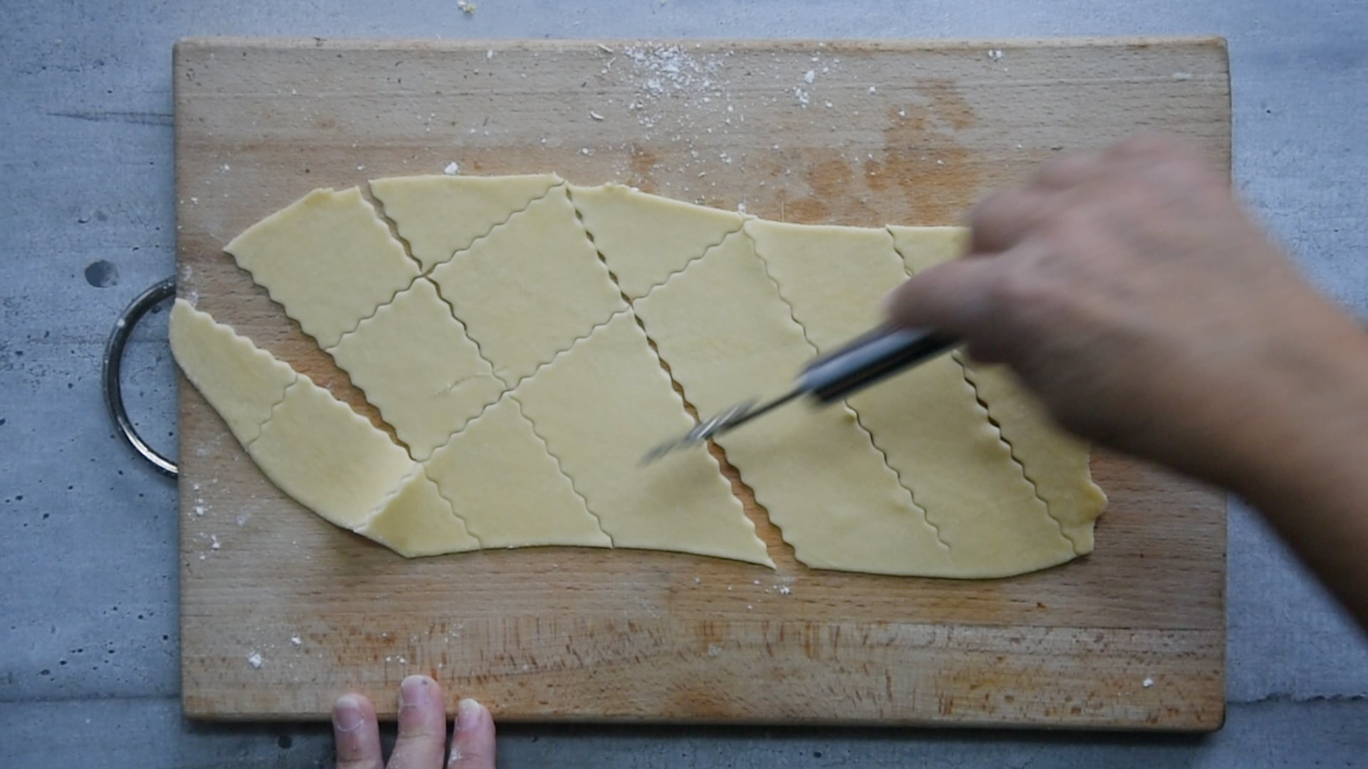 Cut the sheets into uneven diamonds