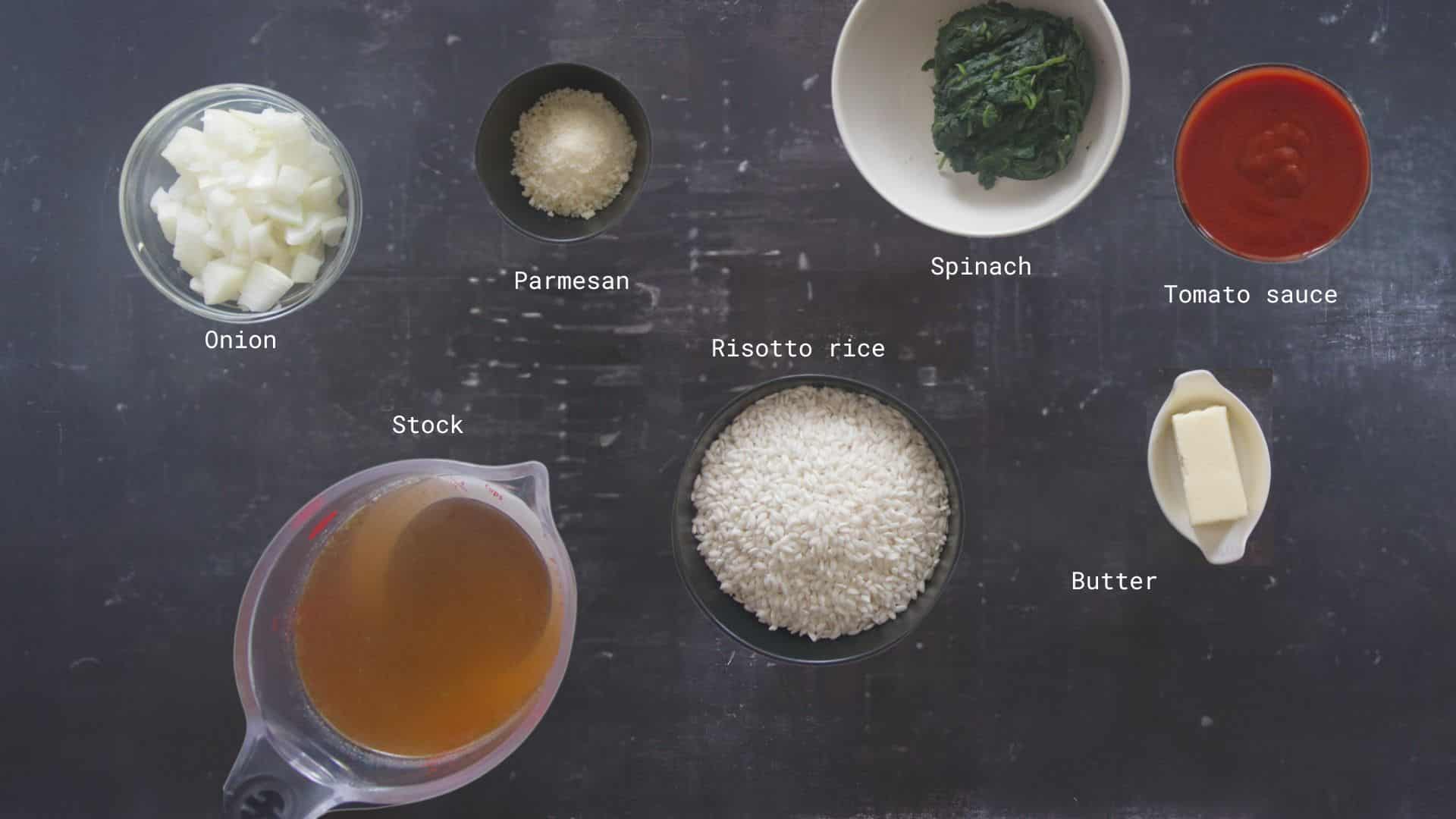 Tricolor Rice Timbale ingredients with names