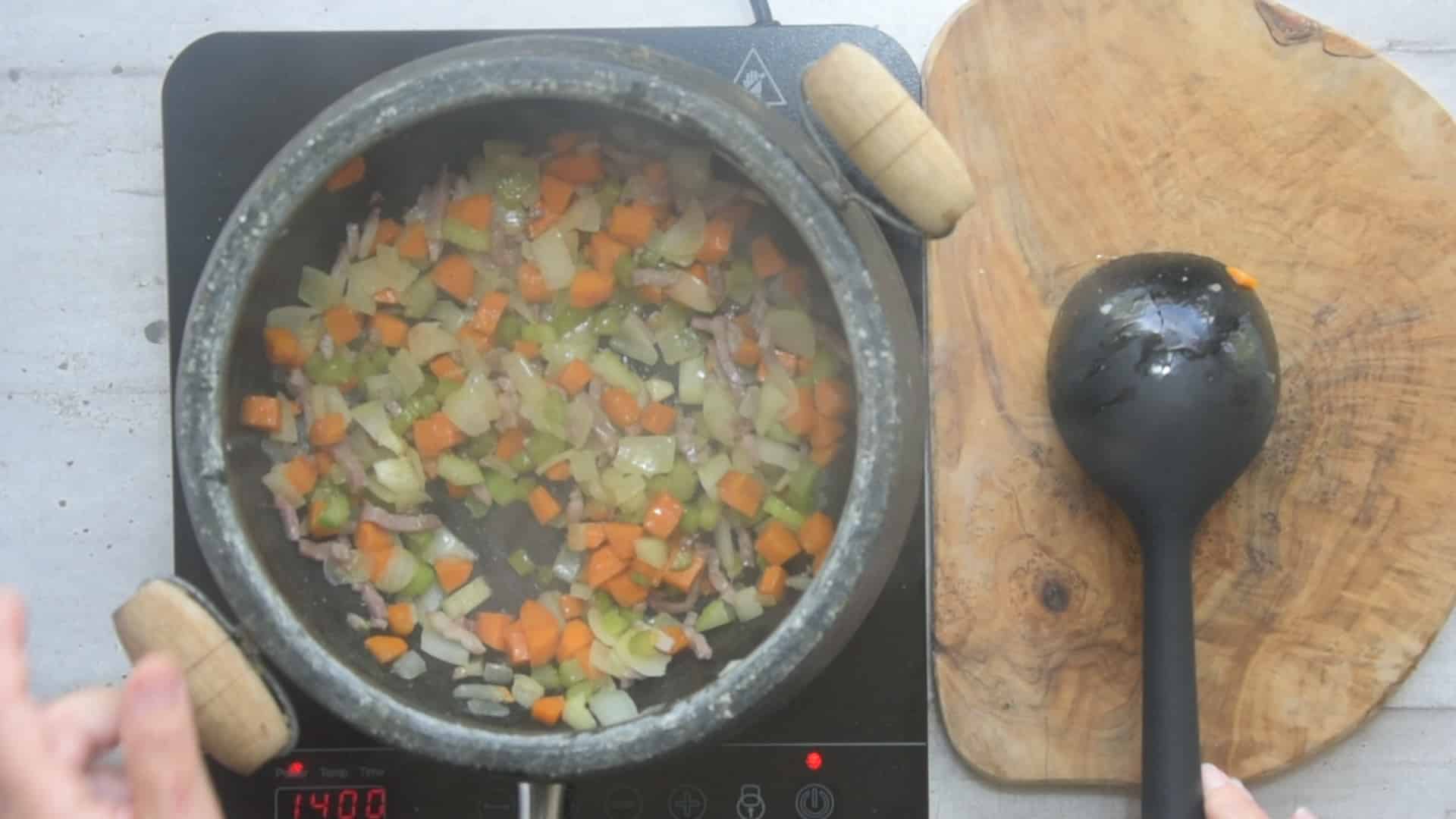 stir fry sofritto and bacon