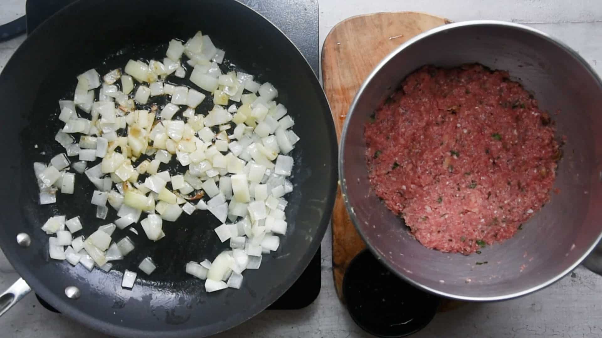 stir fry the onion